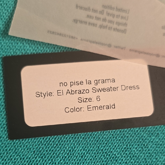 No Pise La Grama El Abrazo Sueter Dress Elegant Long Sleeve Emerald Fringe Dress - Picture 9 of 12